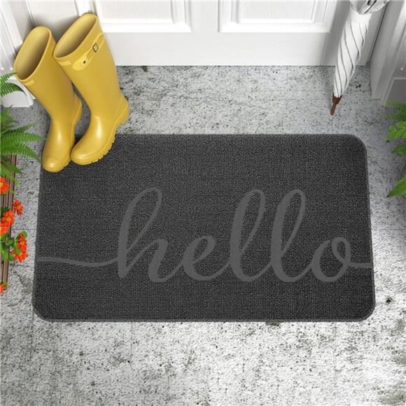 Front Door Mat, Non-Slip Entryway Rug, Resist Dirt Hello Welcome Mat (17X30'') - Picture 3 of 7